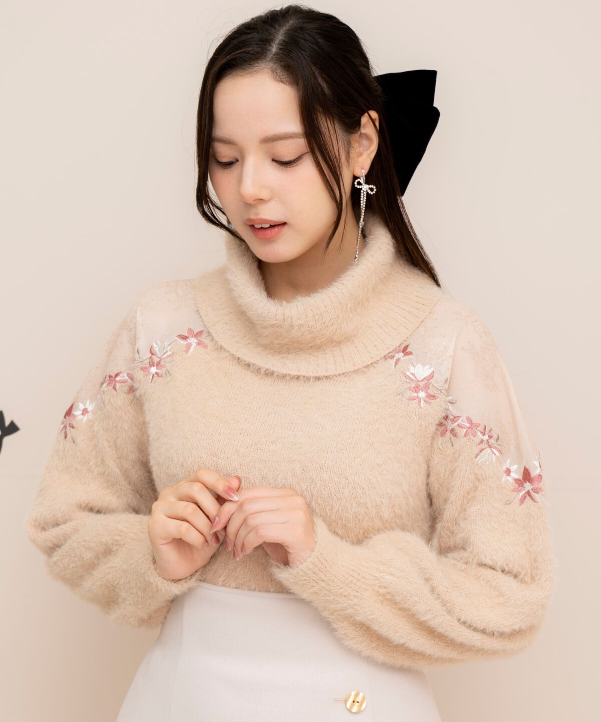 WILLSELECTION「刺繍シャギーニットプルオーバー」|ニット・セーター|