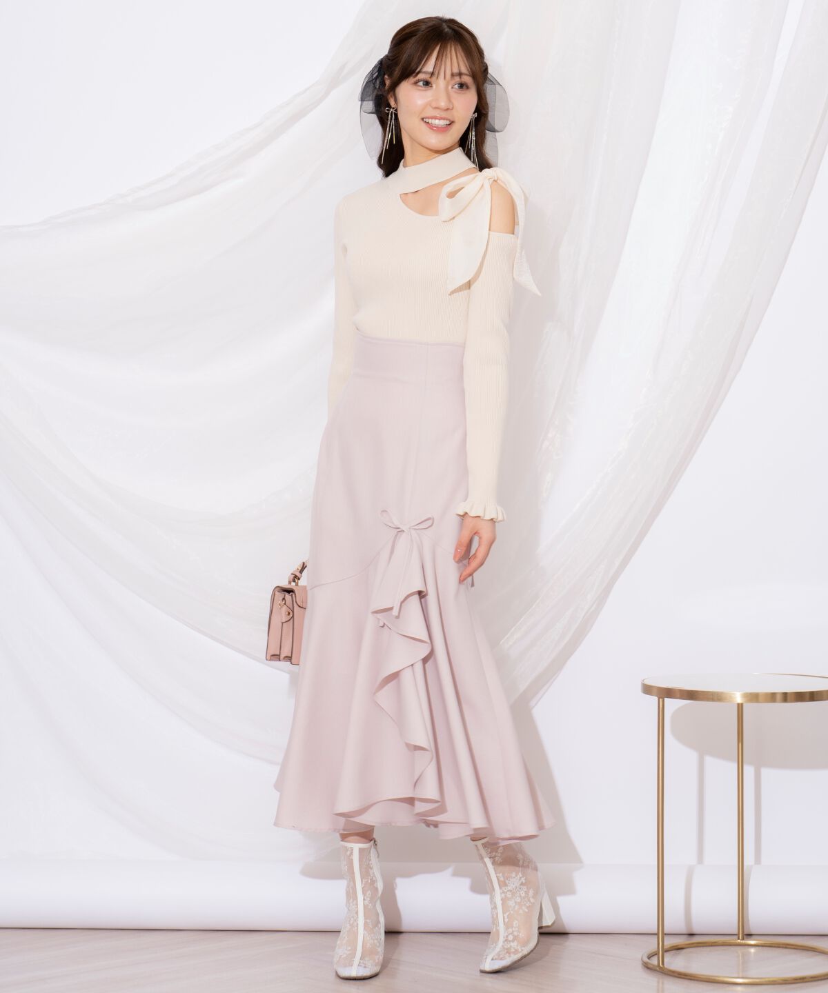 WILLSELECTION「リボンラッフルマーメイドスカート」|フレア|