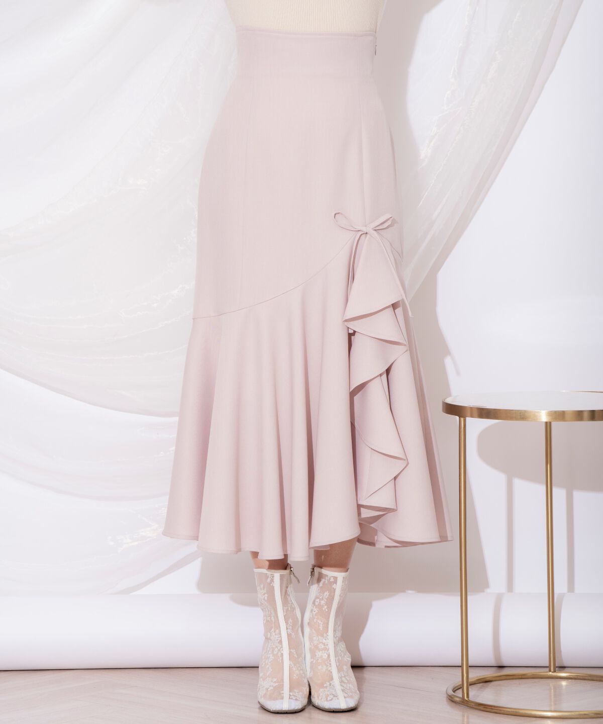 WILLSELECTION「リボンラッフルマーメイドスカート」|フレア|
