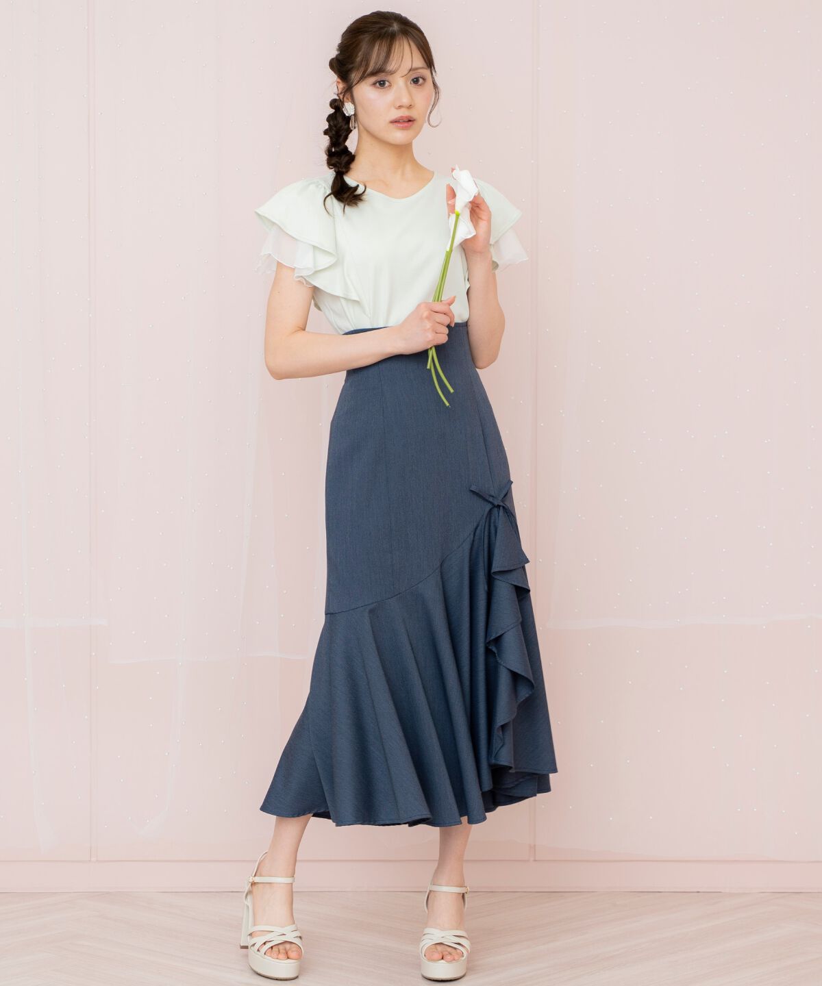 WILLSELECTION「リボンラッフルマーメイドスカート」|フレア|