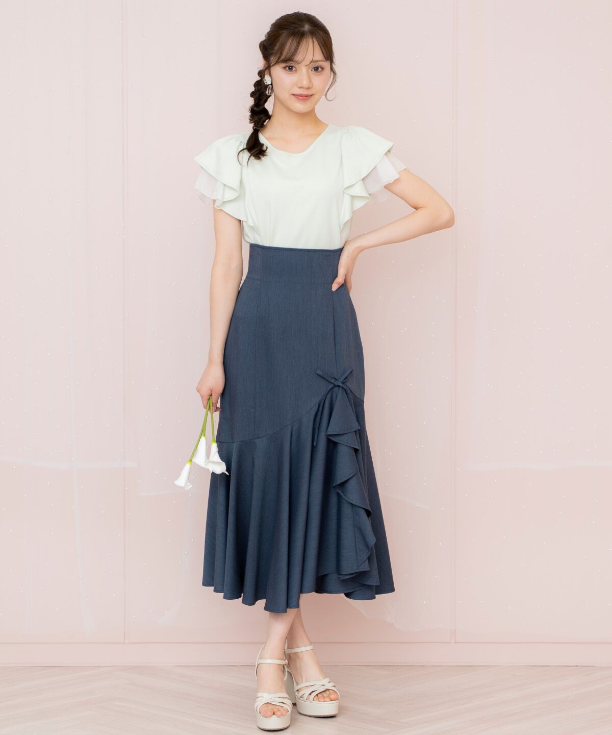 WILLSELECTION「リボンラッフルマーメイドスカート」|フレア|