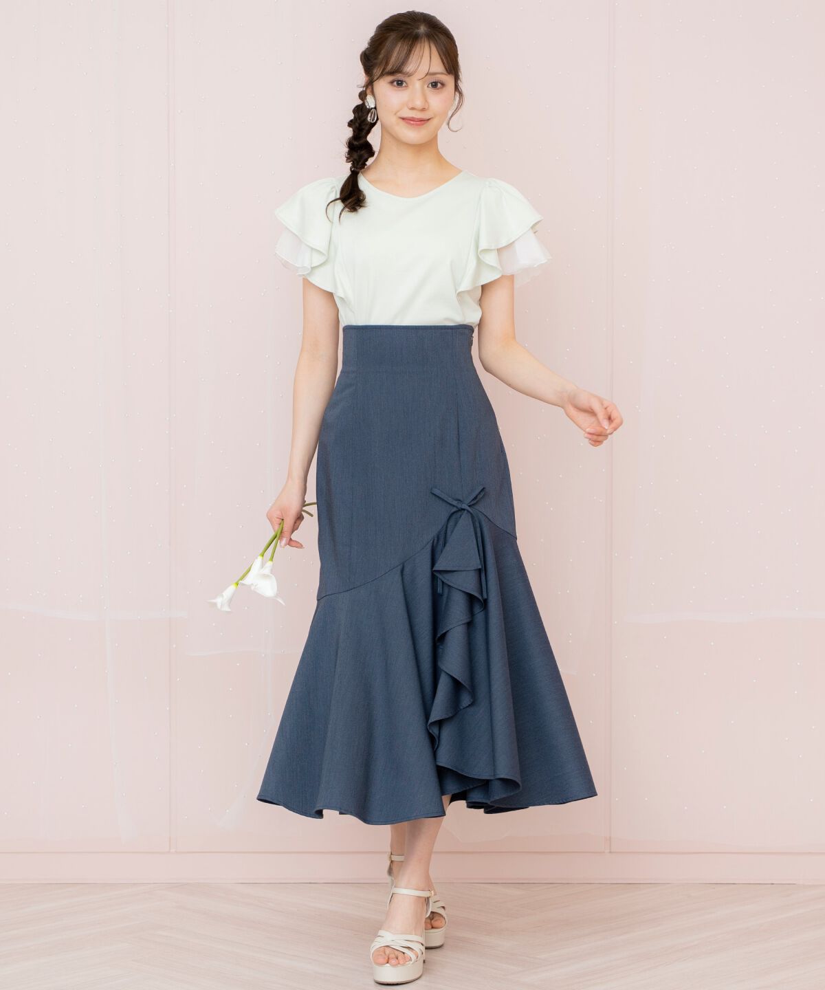 WILLSELECTION「リボンラッフルマーメイドスカート」|フレア|