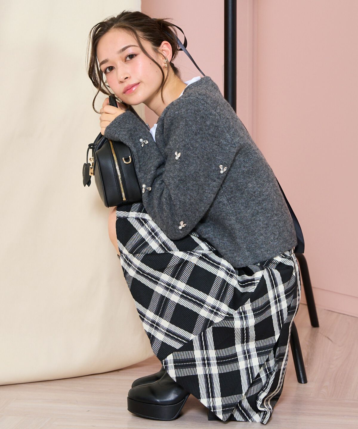 WILLSELECTION「ノーカラービジューニットジャケット」|カーディガン|