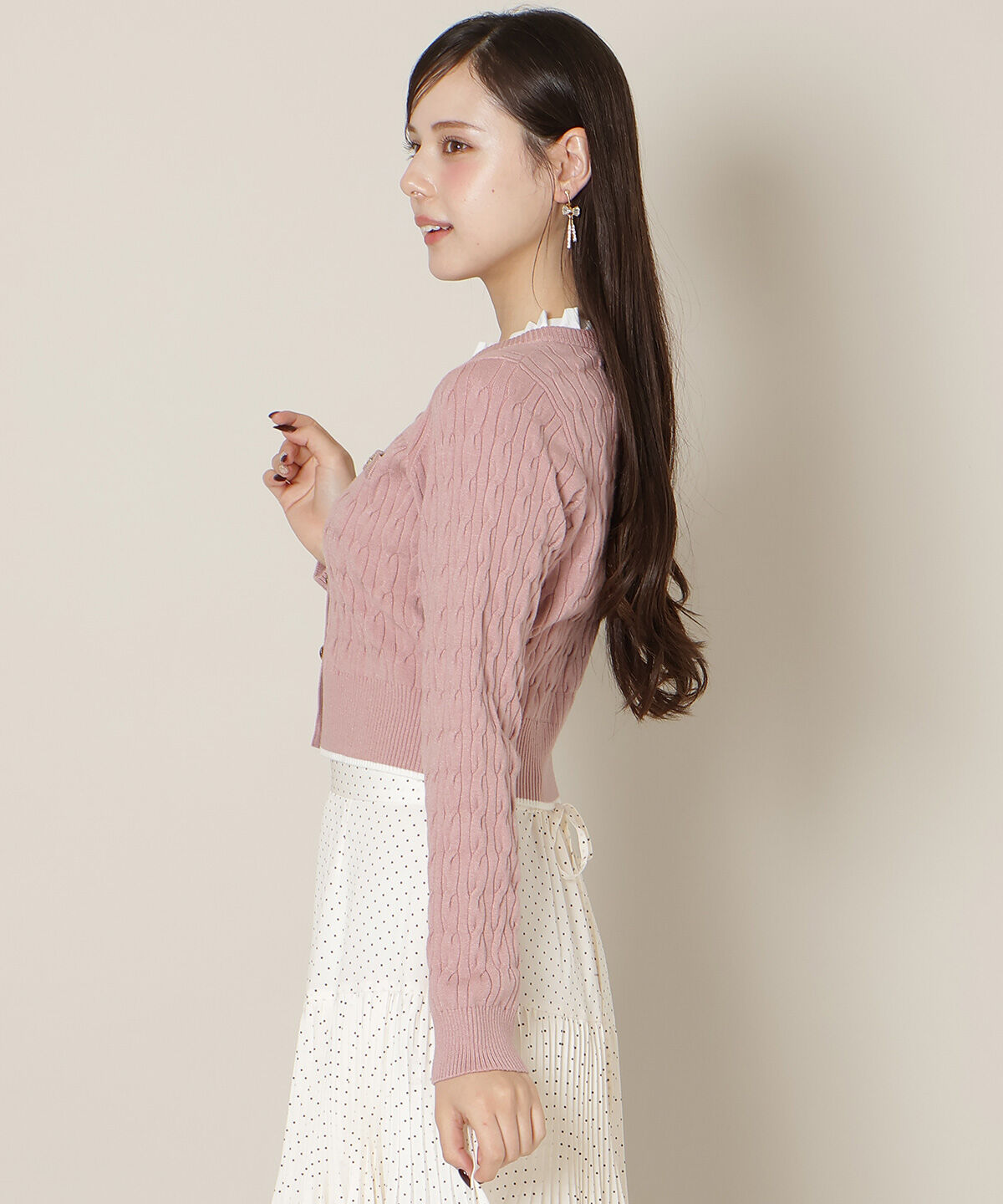 WILLSELECTION「フリルレイヤードケーブルニット」|ニット・セーター|