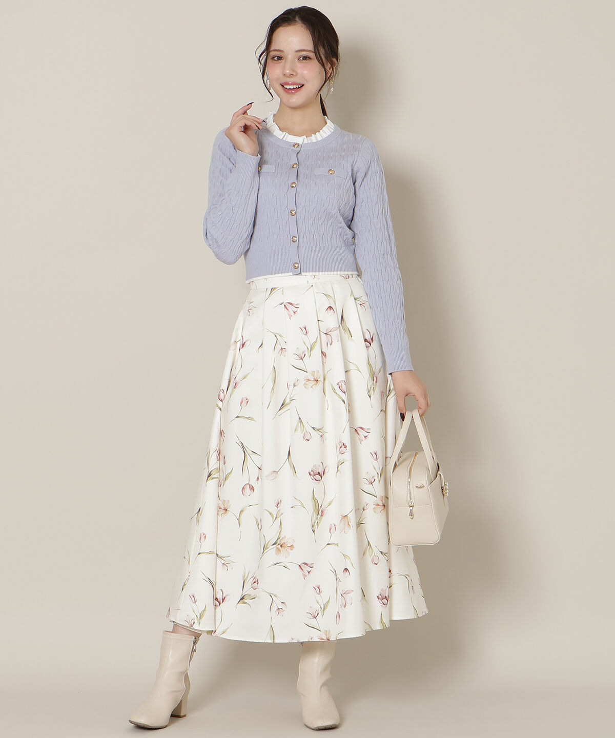 WILLSELECTION「フリルレイヤードケーブルニット」|ニット・セーター|