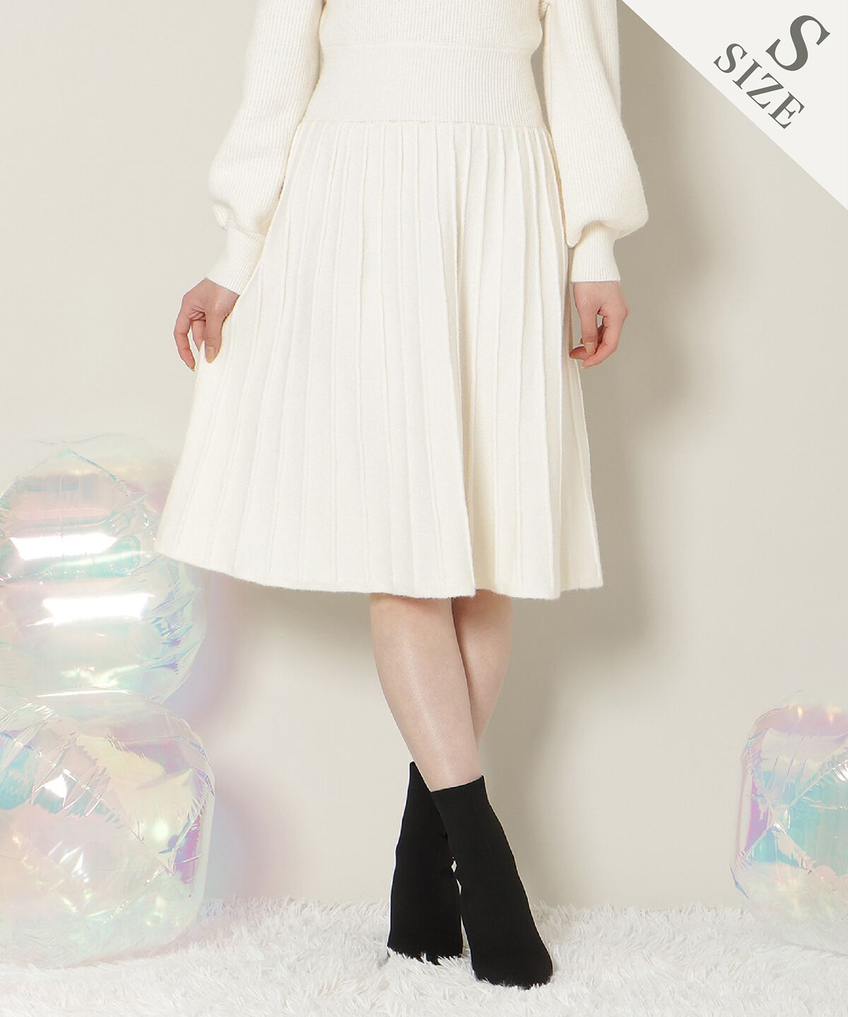 WILLSELECTION「オープンショルダープリーツニットワンピース」|ワンピース|