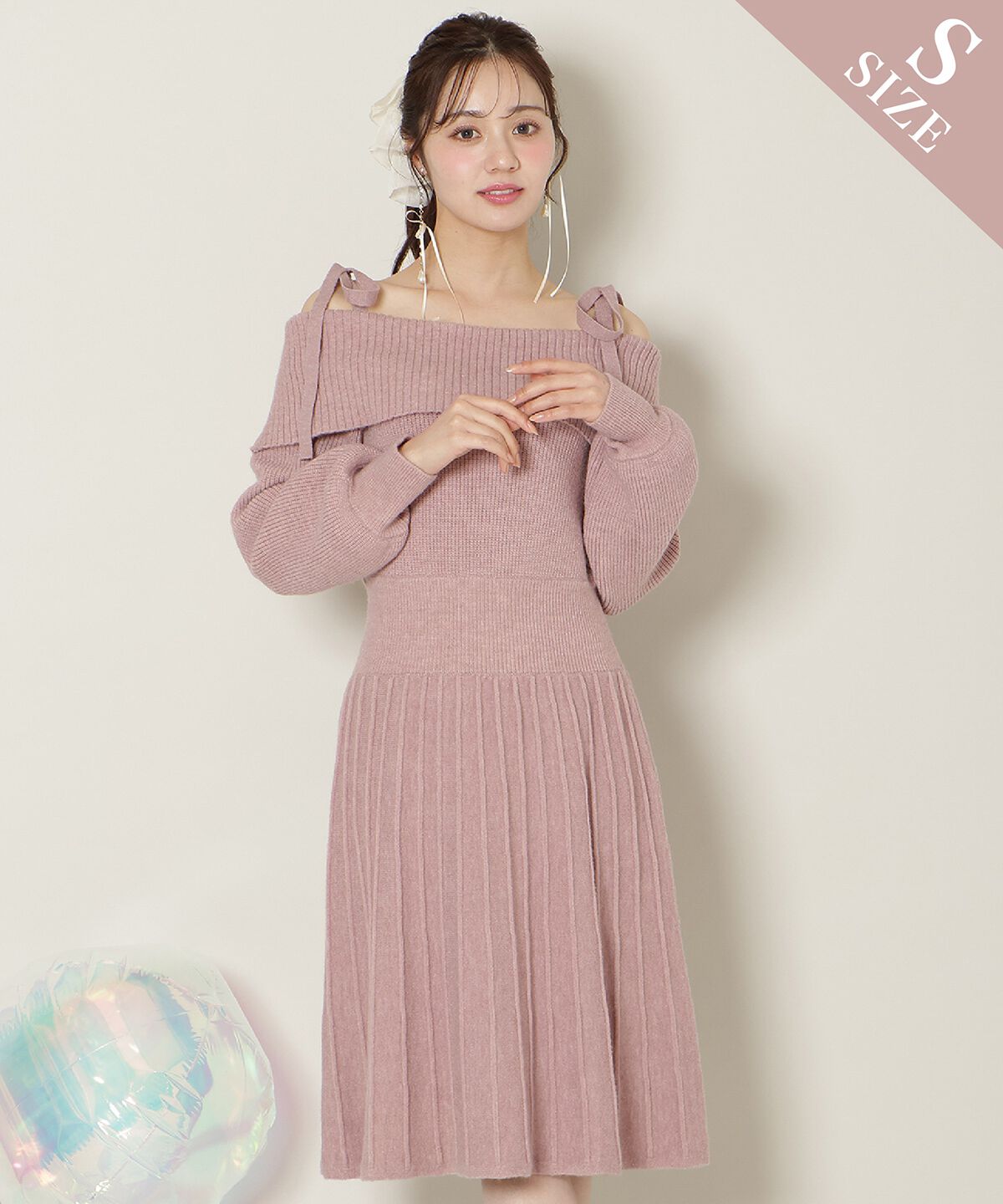 WILLSELECTION「オープンショルダープリーツニットワンピース」|ワンピース|