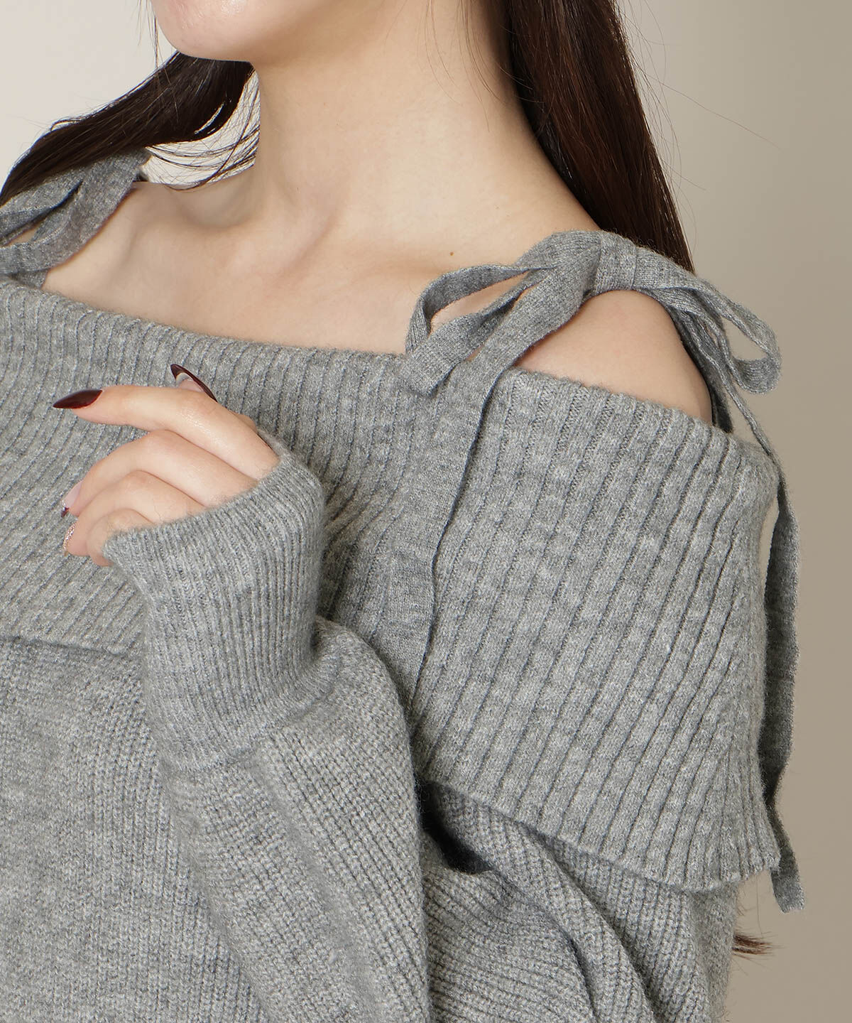 WILLSELECTION「オープンショルダープリーツニットワンピース」|ワンピース|