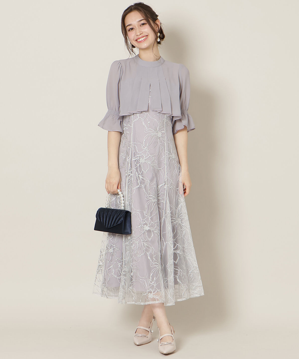 WILLSELECTION「フロントスリットフレアブラウス&times;フレアレースキャミワンピース」|ドレス|ラベンダー