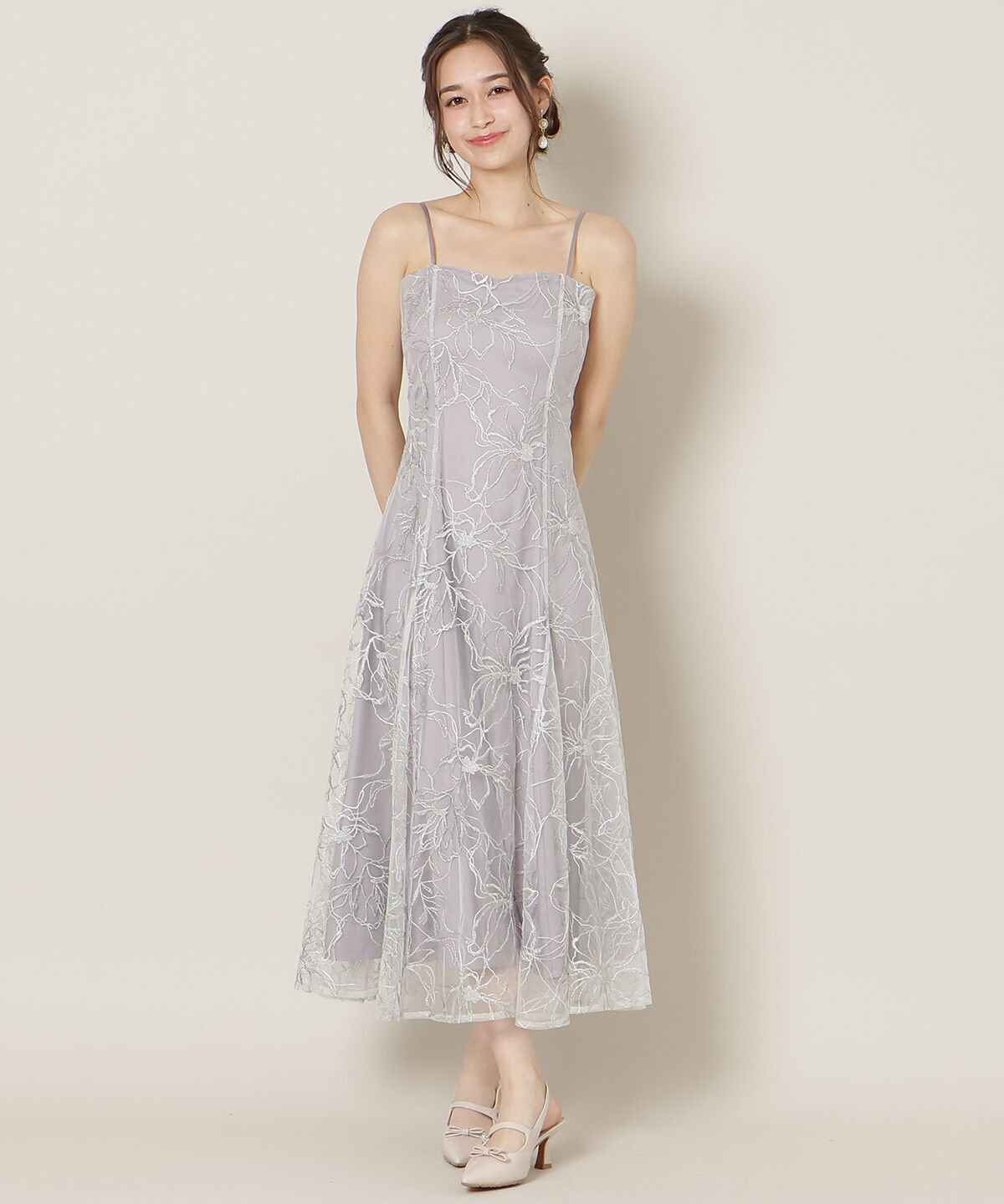 WILLSELECTION「フロントスリットフレアブラウス&times;フレアレースキャミワンピース」|ドレス|