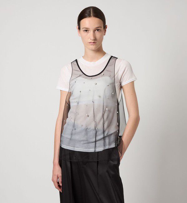 AEWEN MATOPH「＜AEWEN MATOPH＞チュール イミテーションパール ノースリーブブラウス」|シャツ・ブラウス|