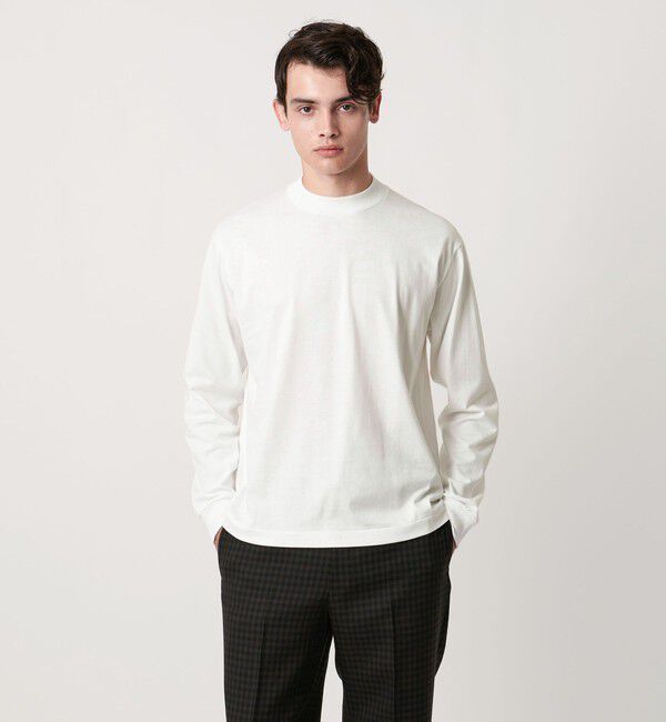 UNITED ARROWS「SARROWS オーガニックコットン モックネック ロングスリーブ Tシャツ」|Tシャツ・カットソー|WHITE
