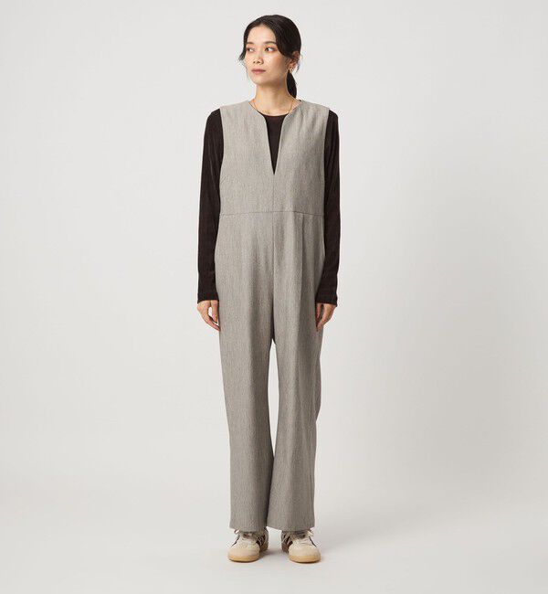 UNITED ARROWS green label relaxing「［size SHORT/TALLあり］ツイードライク キーネック オールインワン」|オールインワン|