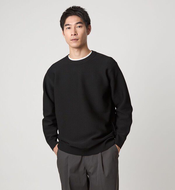 UNITED ARROWS green label relaxing「【WEB限定】ガータークルー ニット」|ニット・セーター|BLACK