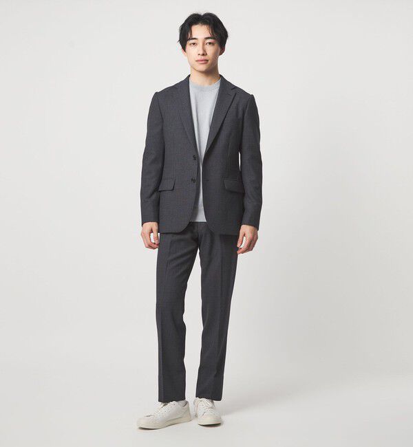 UNITED ARROWS green label relaxing「A+ TWPU バーズアイ スリム アジャスター スラックス -ウォッシャブル・ストレッチ-」|スラックス|