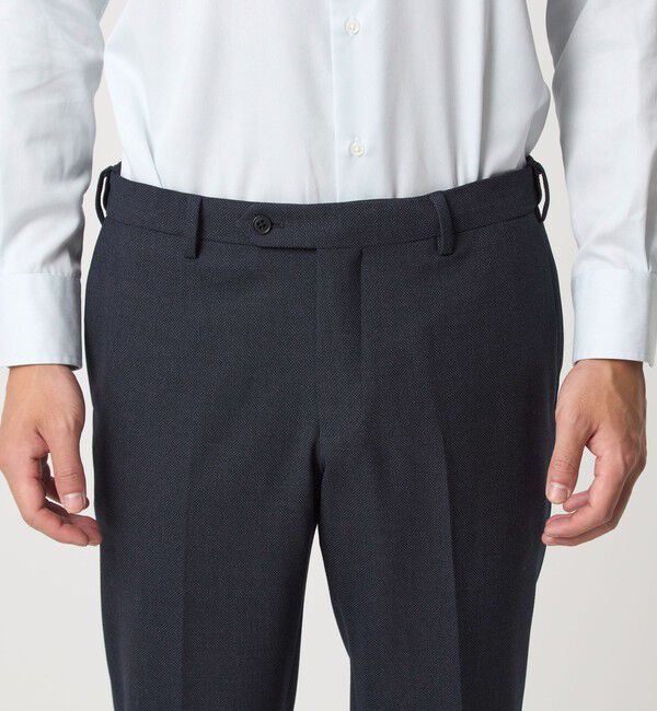 UNITED ARROWS green label relaxing「A+ TWPU バーズアイ スリム アジャスター スラックス -ウォッシャブル・ストレッチ-」|スラックス|