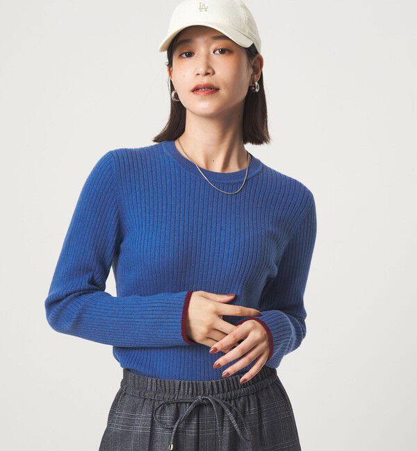 UNITED ARROWS green label relaxing「【WEB限定】＜at ease＞ソデサキ バイカラー プルオーバー ニット ウォッシャブル」|ニット・セーター|