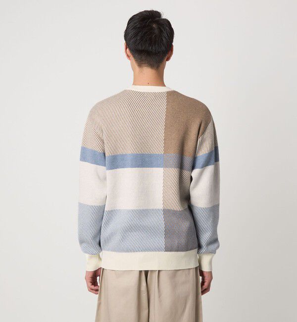 UNITED ARROWS green label relaxing「カラー ブロック ジャカード クルーネック ニット」|ニット・セーター|