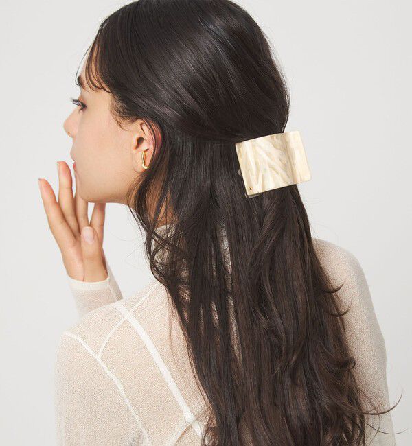 UNITED ARROWS green label relaxing「【WEB限定】スクエアマーブル ヘアクリップ」|ヘアバンド|OFF WHITE