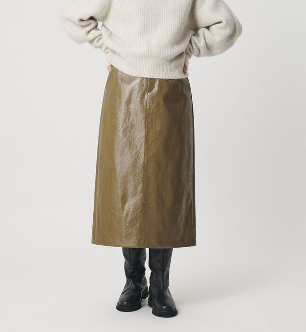BEAUTY&YOUTH UNITED ARROWS「レザーライク Aラインスカート」|台形|OLIVE