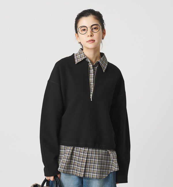 BEAUTY&YOUTH UNITED ARROWS「ダンボール ハーフジップ プルオーバー」|Tシャツ・カットソー|BLACK