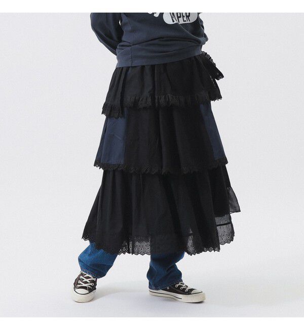 BEAMSBOY「【別注】TORI-TO / ティアード スカート」|スカート|BLACK