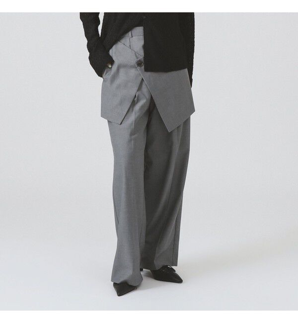 Ray BEAMS 「フロント ラップ ワイド パンツ」|チノ|GREY