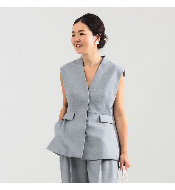 Demi-Luxe BEAMS 「エディター東原妙子 &times; Demi-Luxe BEAMS / ツイル ペプラム ジレ」|ダウン|