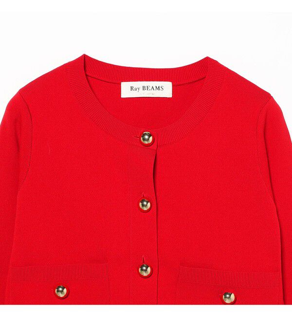 Ray BEAMS 「メタル ボタン クルーネック カーディガン」|カーディガン|