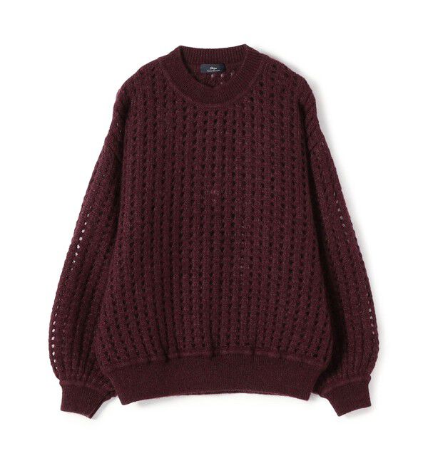 SHIPS for women「SHIPS Primary Navy Label:〈手洗い可能〉メッシュ ニット プルオーバー」|ニット・セーター|ワイン
