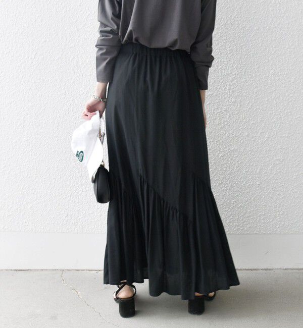 SHIPS any「SHIPS any:〈洗濯機可能〉リネン ミックス パネル ギャザー スカート」|スカート|