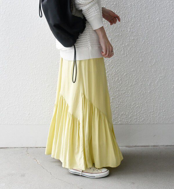 SHIPS any「SHIPS any:〈洗濯機可能〉リネン ミックス パネル ギャザー スカート」|スカート|