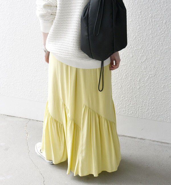 SHIPS any「SHIPS any:〈洗濯機可能〉リネン ミックス パネル ギャザー スカート」|スカート|