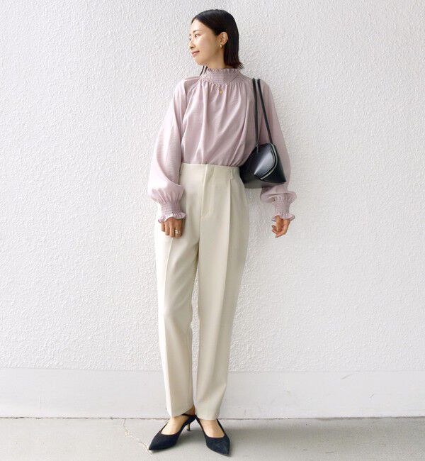 SHIPS for women「〈洗濯機可能〉シャーリング ネック 長袖 ブラウス」|シャツ・ブラウス|