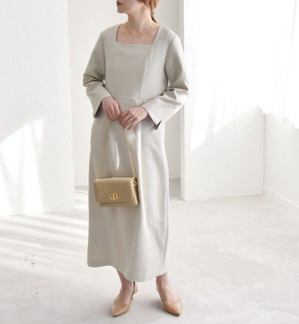 quaranciel「quaranciel:〈洗濯機可能〉ダブルクロス スクエアネック ロング ワンピース（セットアップ対応）」|ワンピース|