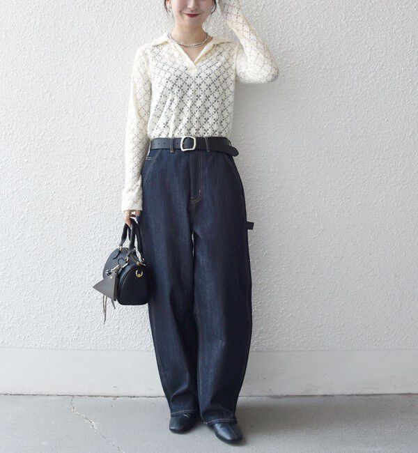 SHIPS any「SHIPS any:〈手洗い可能〉起毛 レース 開襟 スキッパー プルオーバー」|Tシャツ・カットソー|