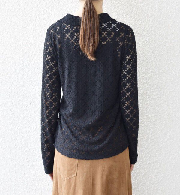 SHIPS any「SHIPS any:〈手洗い可能〉起毛 レース 開襟 スキッパー プルオーバー」|Tシャツ・カットソー|