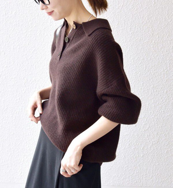 SHIPS any「SHIPS any:〈手洗い可能〉AQUA カシミヤ ミックス ポロ ニット」|ニット・セーター|