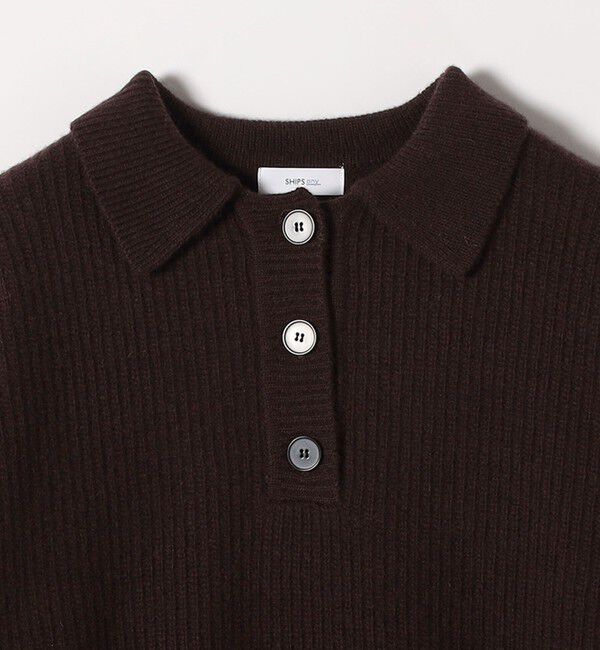 SHIPS any「SHIPS any:〈手洗い可能〉AQUA カシミヤ ミックス ポロ ニット」|ニット・セーター|