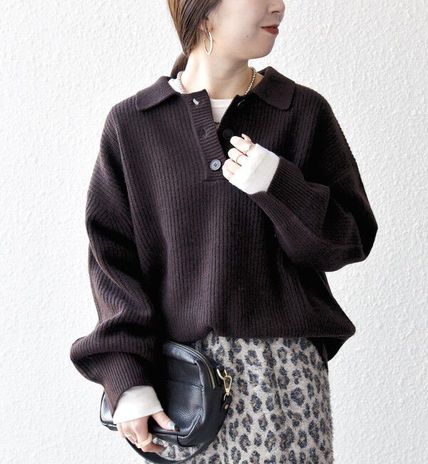 SHIPS any「SHIPS any:〈手洗い可能〉AQUA カシミヤ ミックス ポロ ニット」|ニット・セーター|