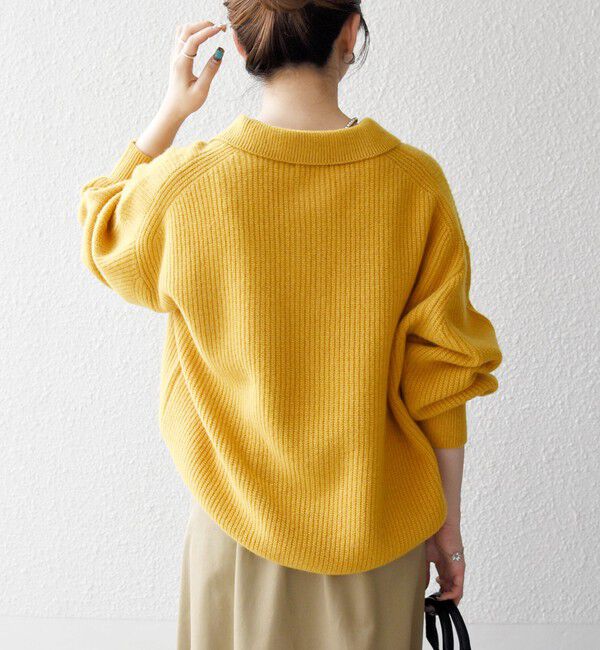 SHIPS any「SHIPS any:〈手洗い可能〉AQUA カシミヤ ミックス ポロ ニット」|ニット・セーター|