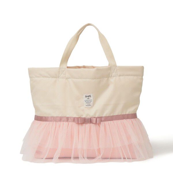 SHIPS Colors 「《予約》SHIPS Colors:〈洗濯機可能〉リボン ギャザー キルティング レッスン バッグ◆」|トートバッグ|ピンク