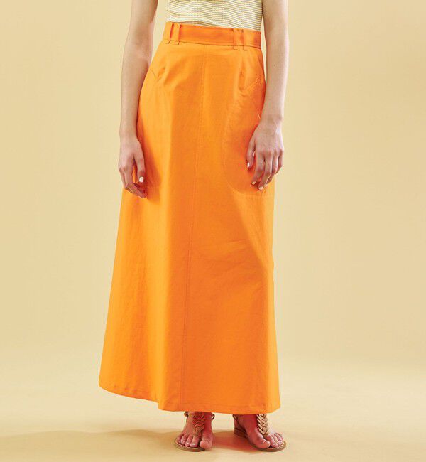 GALERIE VIE「バウンシーウェザー アシンメトリースリットマキシスカート」|台形|