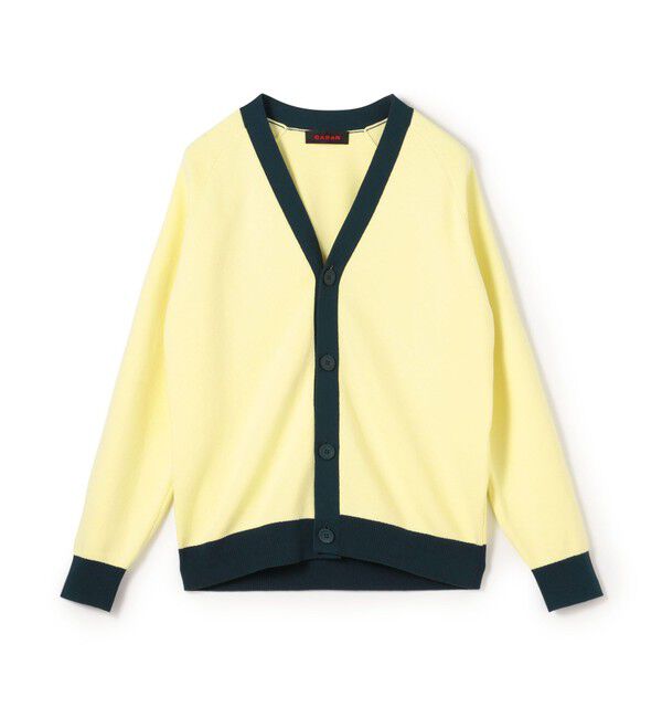 CABaN「CABaN コットンカシミヤ バイカラーVネックカーディガン」|カーディガン|24イエロー&times;グリーン