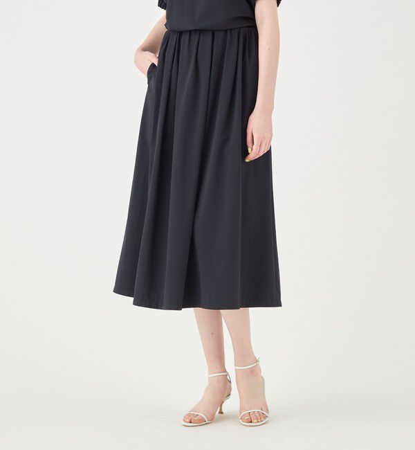 Ballsey「ラッシュストレッチ タックギャザースカート」|フレア|
