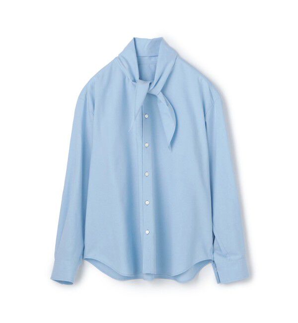 MACPHEE「コットンオックスフォード タイ付きブラウス」|シャツ・ブラウス|63 ライトブルー