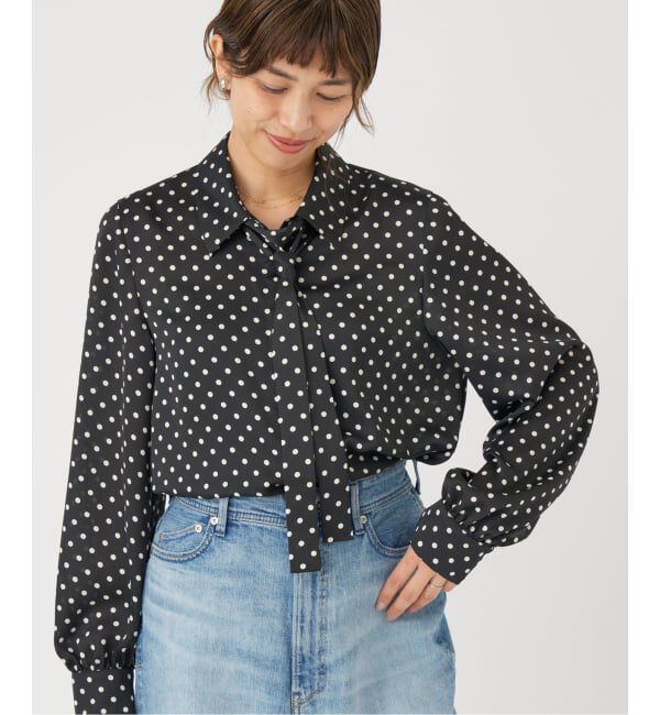 IENA「《WEB限定/追加4予約》サテンドットタイ付ブラウス」|シャツ・ブラウス|
