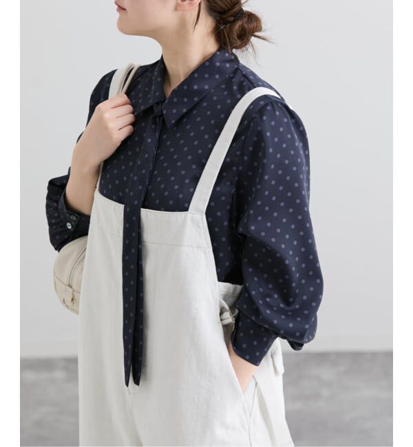 IENA「《WEB限定/追加4予約》サテンドットタイ付ブラウス」|シャツ・ブラウス|