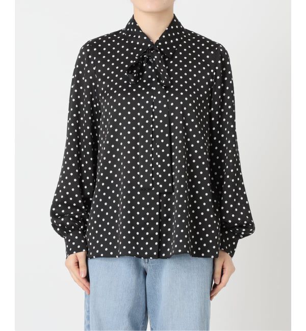 IENA「《WEB限定/追加4予約》サテンドットタイ付ブラウス」|シャツ・ブラウス|