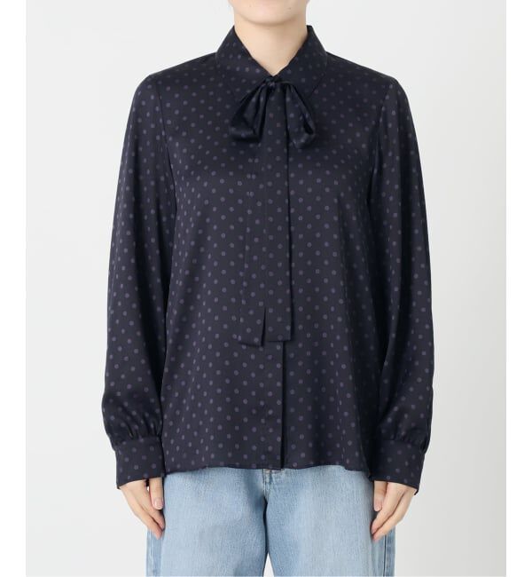 IENA「《WEB限定/追加4予約》サテンドットタイ付ブラウス」|シャツ・ブラウス|